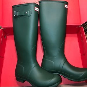 Matte Green Tall Hunter Rain boots